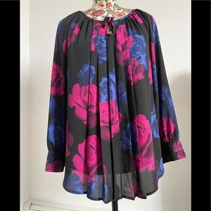 Alfani Vibrant Rose Veiled Jewels Blouse, L-XL